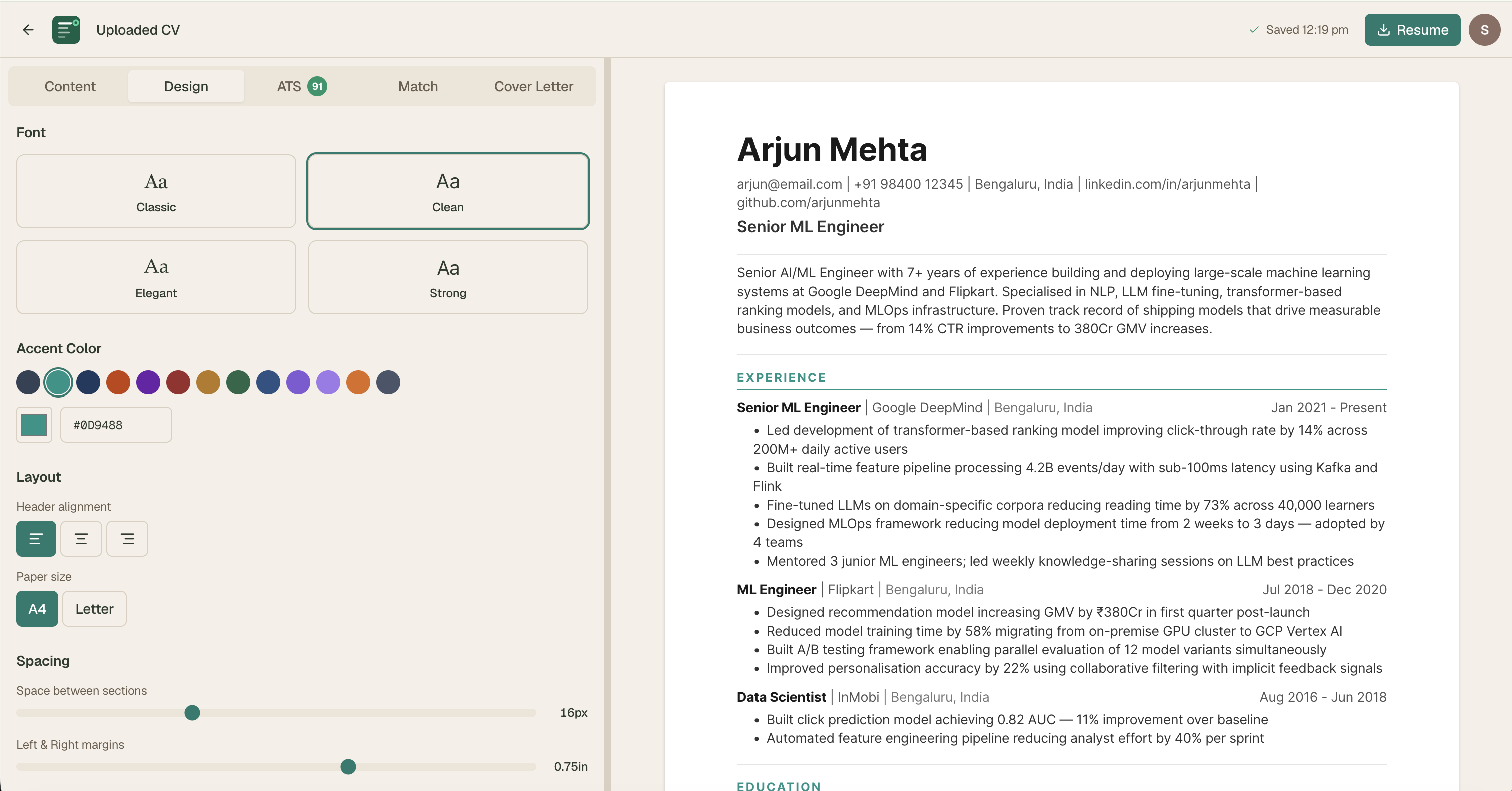 ATS Score — Designing for Trust