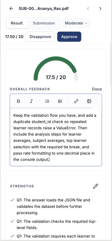 Analytics panel on a phone