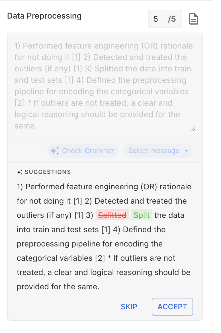 Mobile grading interface 5